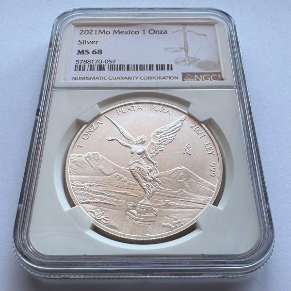 O UNCIE 2021 MEXIC (LIBERTAD) ARGINT GRADATĂ NGC MS 68