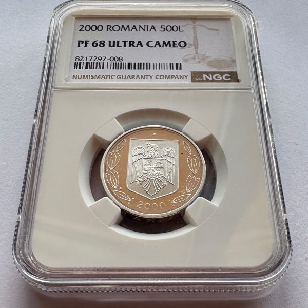 500 LEI 2000 GRADATĂ NGC PF 68 ULTRA CAMEO
